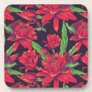 Dessous-de-verre Fleurs et colibris