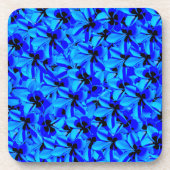 Dessous-de-verre Fleurs Frangipani Deux Tons Bleus, (Devant)