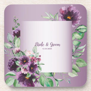 Dessous-de-verre Fleurs géométriques de verdure teintées de rose