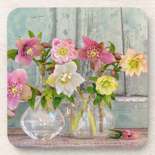 Dessous-de-verre Fleurs | Hellebores dans Vases (Devant)