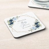 Dessous-de-verre Fleurs marines, Fleurs bleues, Verdure, Baby showe (Côté gauche)