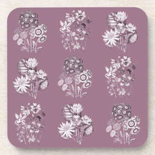 Dessous-de-verre Fleurs monochromes en mauve