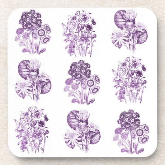 Dessous-de-verre Fleurs monochromes en violet (Devant)