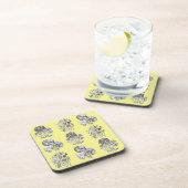 Dessous-de-verre Fleurs monochromes sur arrière - plan jaune (Côté Droit)