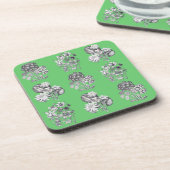 Dessous-de-verre Fleurs monochromes sur fond vert (Côté gauche)