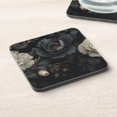 Dessous-de-verre Fleurs noires et blanches (Côté gauche)