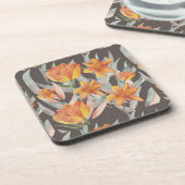Dessous-de-verre fleurs orange (Côté gauche)