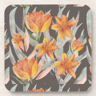 Dessous-de-verre fleurs orange