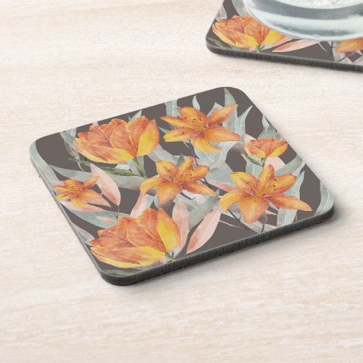 Dessous-de-verre fleurs orange (Côté gauche)