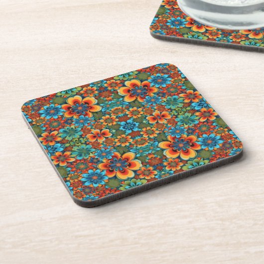 Dessous-de-verre Fleurs orange et bleu (Côté gauche)