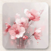 Dessous-de-verre Fleurs rose, blanc et gris (Devant)