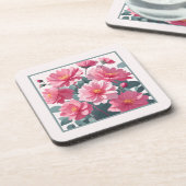 Dessous-de-verre Fleurs roses (Côté gauche)
