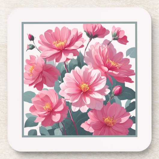 Dessous-de-verre Fleurs roses (Devant)