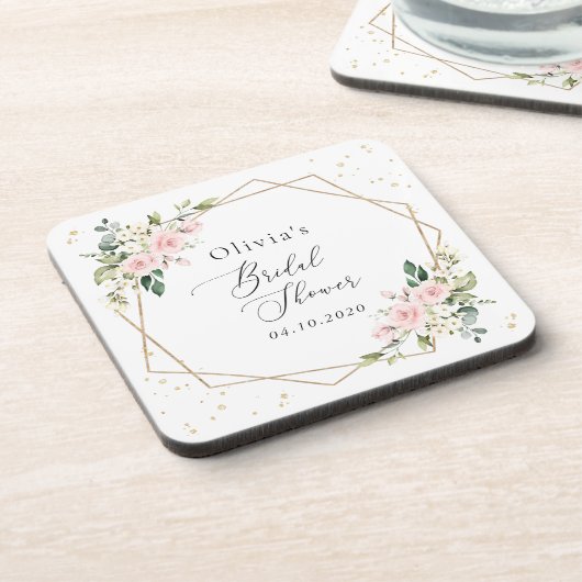 Dessous-de-verre Fleurs roses, Fleurs blanches, Boho, Fête des mari (Côté gauche)