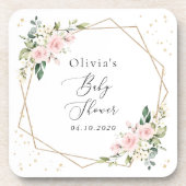 Dessous-de-verre Fleurs roses, Fleurs blanches, Verdure, Baby showe (Devant)