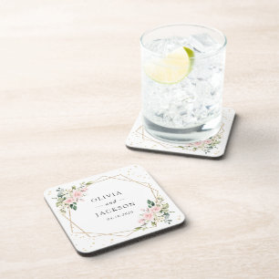 Dessous-de-verre Fleurs roses, Fleurs blanches, Verdure, Mariage