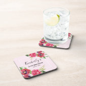 Dessous-de-verre Fleurs roses rouges modernes d'anniversaire sur ro (Côté Droit)