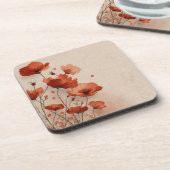 Dessous-de-verre Fleurs rouges. (Côté gauche)