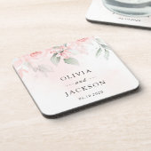 Dessous-de-verre Fleurs Rouges, Fleurs Roses, Verdure, Mariage (Côté gauche)