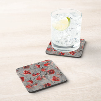Dessous-de-verre Fleurs rouges sur Gris foncé, Pépites rouges à pap