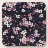 Dessous-de-verre Fleurs Sakura Roses Noires, Design Motif, (Devant)