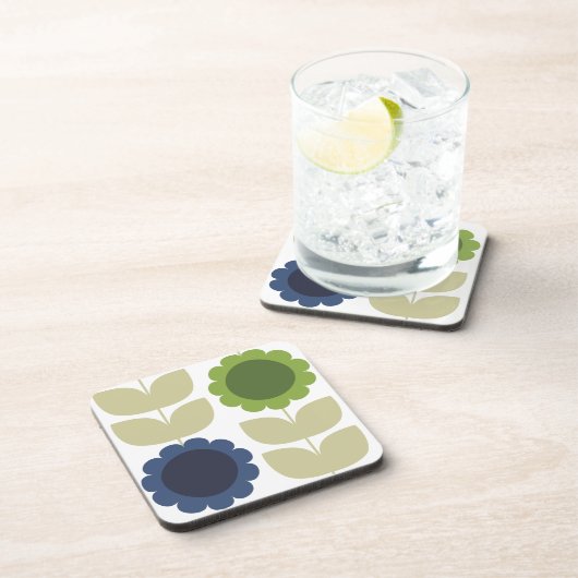 Dessous-de-verre Fleurs Tiges Rétro Groovy Été (Côté Droit)