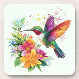 Dessous-de-verre Fleurs tropicales des colibris