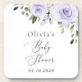 Dessous-de-verre Fleurs violettes, Lilac Flowers, Boho, Baby shower (Devant)