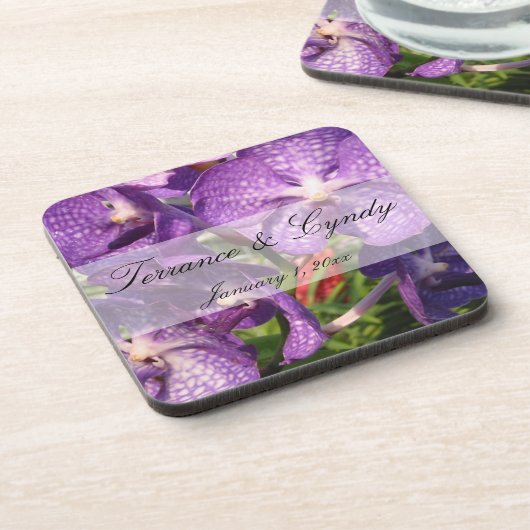 Dessous-de-verre Fleurs violettes Mariage personnel (Côté gauche)