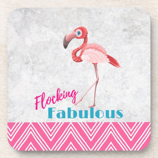 Dessous-de-verre Flocking Fabulous Pun avec Flamant rose rose (Devant)