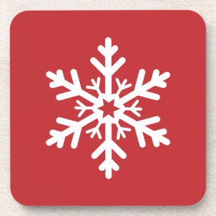 Dessous-de-verre Flocon de neige classique rouge et blanc