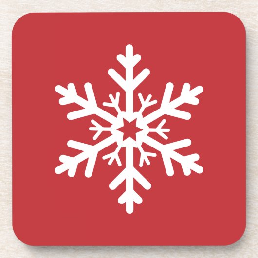 Dessous-de-verre Flocon de neige classique rouge et blanc (Devant)