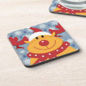 Dessous-de-verre Flocon de neige de Noël bleu et Rudolf (Côté gauche)