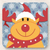 Dessous-de-verre Flocon de neige de Noël bleu et Rudolf (Devant)