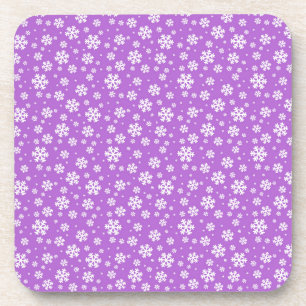 Dessous-de-verre Flocons blancs sur motif hivernal violet