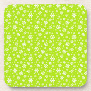 Dessous-de-verre Flocons blancs sur motif vert d'hiver