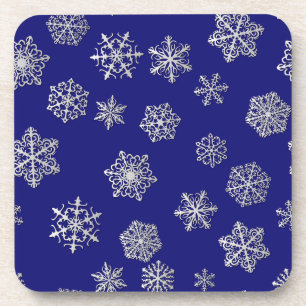Dessous-de-verre Flocons d'argent sur fond bleu foncé