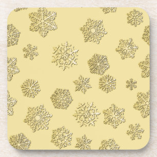 Dessous-de-verre Flocons de neige 3D dorés sur fond or