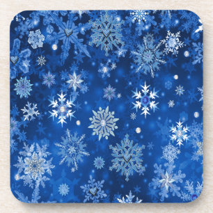 Dessous-de-verre Flocons de Noël Bleus et Argent