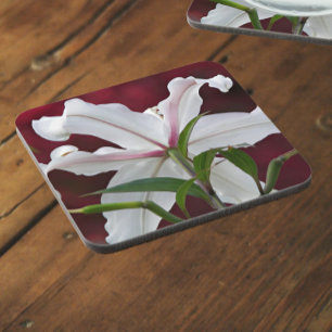 Dessous-de-verre Floral à fleurs blanches orientales