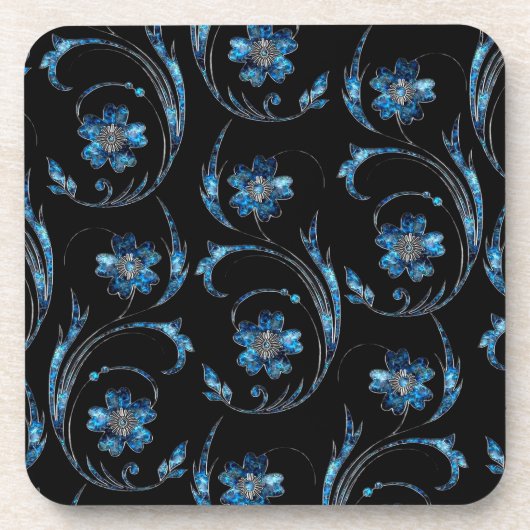 Dessous-de-verre Floral bleu Shimmer 2 (Devant)