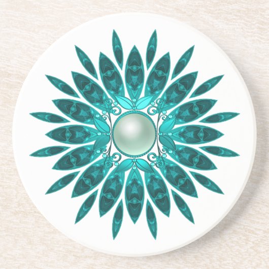 Dessous de verre Floral bleu Turquoise vert (Devant)