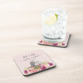 Dessous-de-verre Floral Blush Peonies Script tendance Mr et Mrs. (Côté Droit)