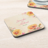 Dessous-de-verre Floral Boho Mariage aquarelle (Côté gauche)