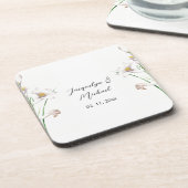 Dessous-de-verre Floral Elegant Chic Cute Calligraphie Ajouter Nom (Côté gauche)