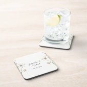 Dessous-de-verre Floral Elegant Chic Cute Calligraphie Ajouter Nom (Côté Droit)