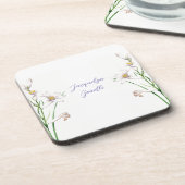 Dessous-de-verre Floral Elegant Chic Cute Calligraphie Ajouter Nom (Côté gauche)