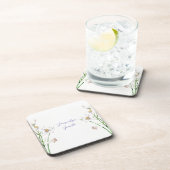 Dessous-de-verre Floral Elegant Chic Cute Calligraphie Ajouter Nom (Côté Droit)