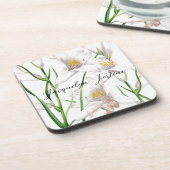 Dessous-de-verre Floral Elegant Chic Cute Calligraphie Ajouter Nom (Côté gauche)