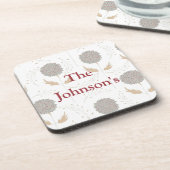 Dessous-de-verre Floral Grey et Bourgogne (Côté gauche)